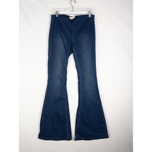 Free People Pull On Pants Womens 28 Dark Wash Super Flare High Rise Faded